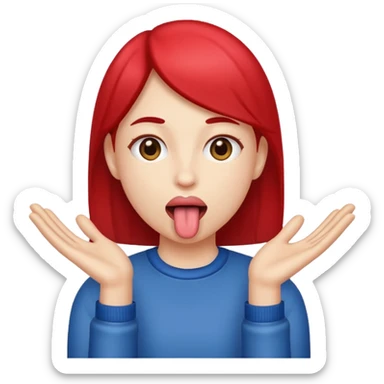 Tongue out with hands to the side sticker