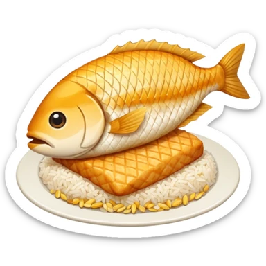 Rice and fish fillet cooked  sticker