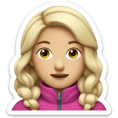 Asian blonde girl with blue eyes skiing sticker