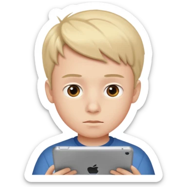 boy looking at an ipad sticker