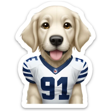 white golden retriever as dallas cowboy football player sticker
