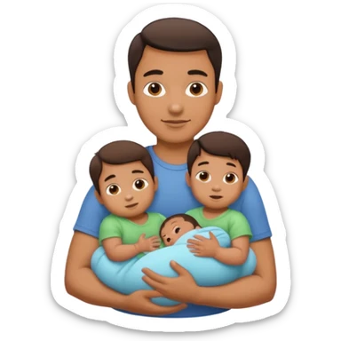 man with three babies sticker