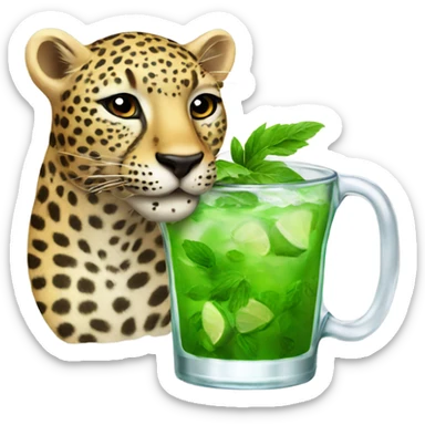 Leopard drinking mojito  sticker