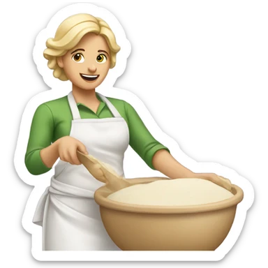 Blonde hair female making bread  sticker