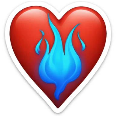 red heart with blue flames sticker