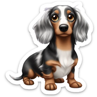 Tri merle long haired dachshund sticker