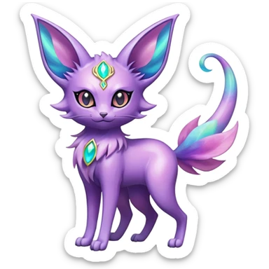 Shiny Exotic Elemental Espeon-Persian-Pokémon-Fakémon-hybrid-creature (full body) sticker