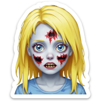 zombie girl yellow hair and blue eyes pixeled ñow cality sticker