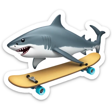 great whiteshark on a skateboard sticker