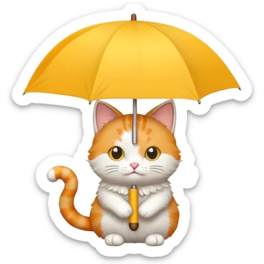Cat with yellow umbrella sticker