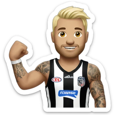 blonde COllingwood player with tattoos sticker