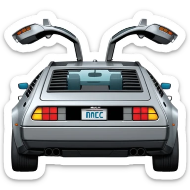 Silver DMC 12 Delorean backshot sticker