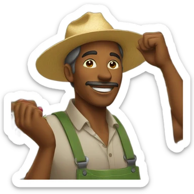 A coffee farmer picking coffee cherries  sticker