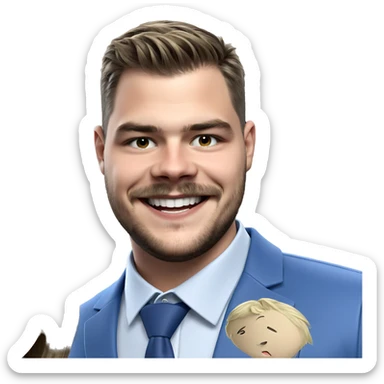 smiling boy in blue jacket sticker