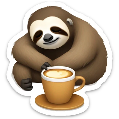 A Sleepy Sloth drinking coffee sticker