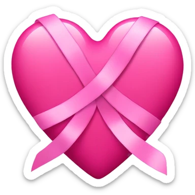 pink heart with pink ribbon sticker