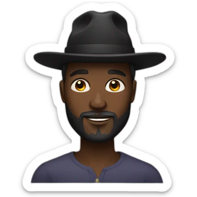 ghanaian man with wide-brimmed black hat beard sticker