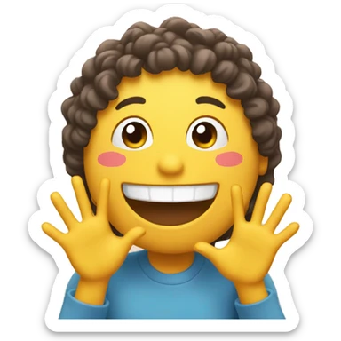 smile emoji with lots of hands sticker