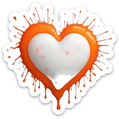 splattered paint heart glowing red-orange warmth sticker
