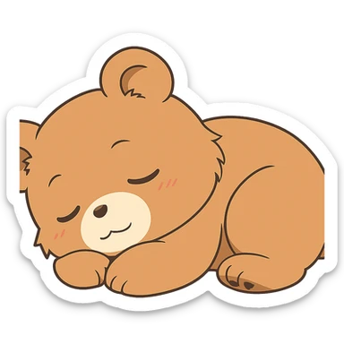 anime style cute bear sleeping, looking peaceful and adorable sticker
