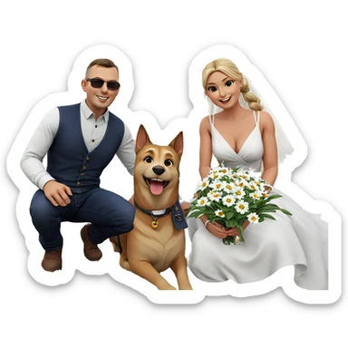 outdoor couple with flowers sticker