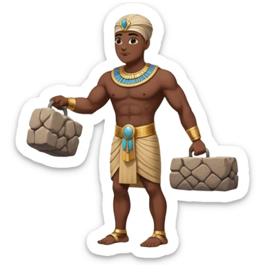 fullbody ancient Egyptian worker bareheaded carrying a rock block sticker