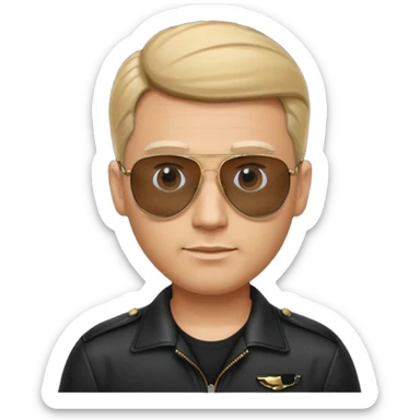 Man with comb over hairstyle, black shirt and aviator sunglasses sticker
