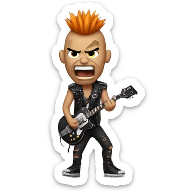 Rocker with Mohawk and facepaint screaming sticker