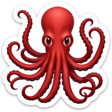 A dark shadow monster with long tentacle-like arms on a red sky background sticker