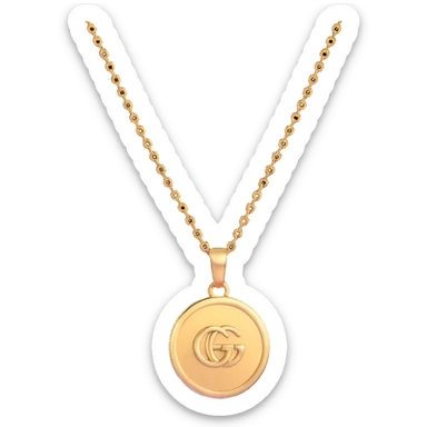 luxury gold Gucci chain necklace with pendant sticker
