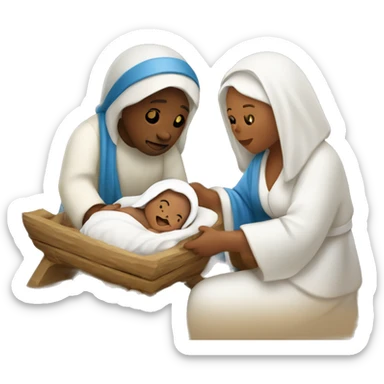 Nativity scene, baby on a manger, Mary and Joseph sticker