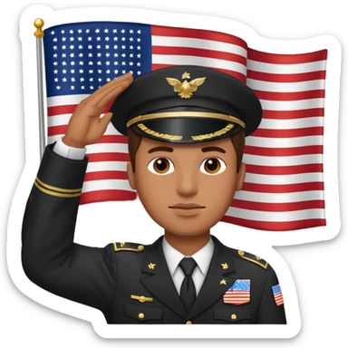 Man saluting with American flag sticker