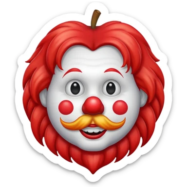 apple clown emoji with long hair sticker