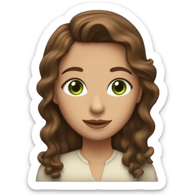 girl with wavy brown hair, green eyes, and tall sticker
