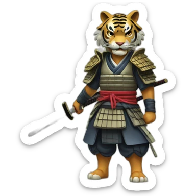 A samurai tiger in a forest in Japan  sticker