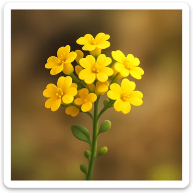 Make the image square while preserving a modern 3D iOS style with volume and expressive lighting and shading. The subject is yellow wildflowers on a clean background. Maintain the clean background and emphasize the 3D volume and lighting effects in the style of GPT Image editor. sticker