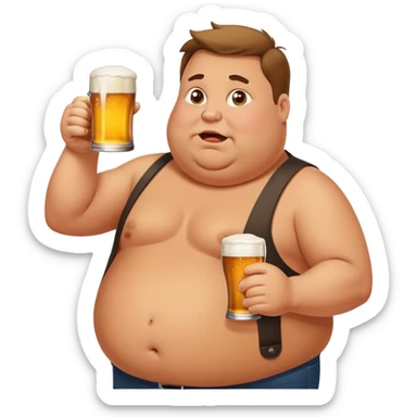Fat man drinking beer and harassing people in public sticker