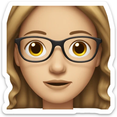 White woman with brown hair and glasses sticker