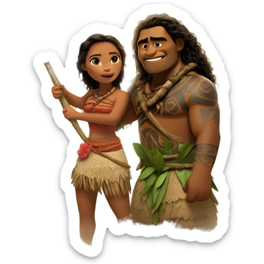 Moana with Maui sticker