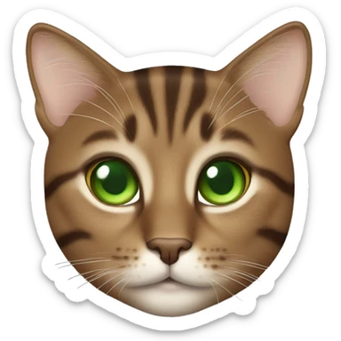 Brown tabby cat with green eyes  sticker