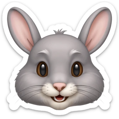 Head of a grey rabbit, grinning
 sticker