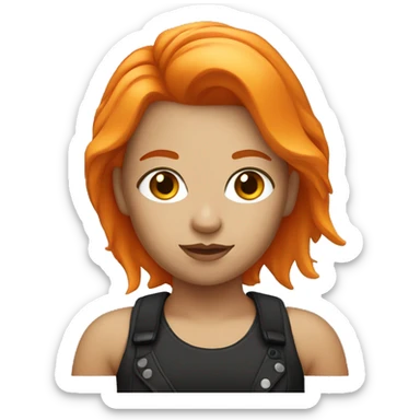White Rockstar Girl with orange hair  sticker