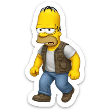Hommer simpson qui travaille sticker