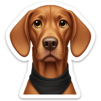 Viszla breed dog wearing black vest  sticker