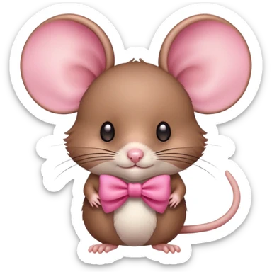 brown mice with a pink bow on the ear sticker