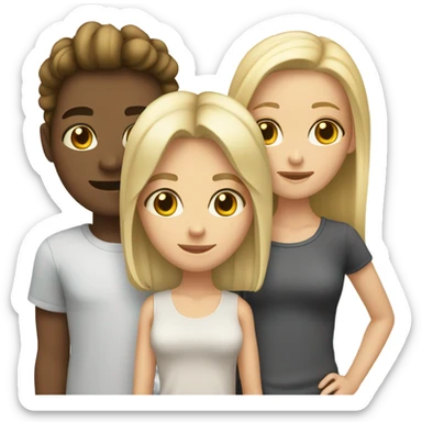 3 best friends, 1 a tall skinny blonde hair male, 1 shorter lesbian with long brunette hair, and one cute blonde female whose eyes looked stoned  sticker