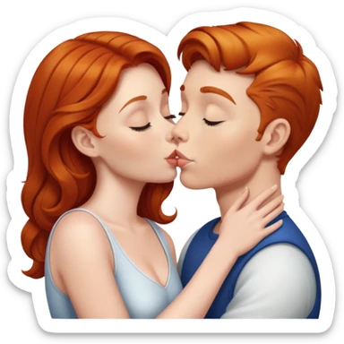 Ginger haired woman kissing Casper   sticker