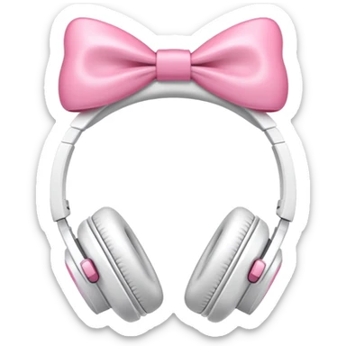 White headphones with pink bows sticker