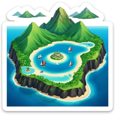 île Guadeloupe dans sa forme géographique réelle, vue du dessus sticker