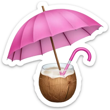 coconut drink with pink umbrella sticker